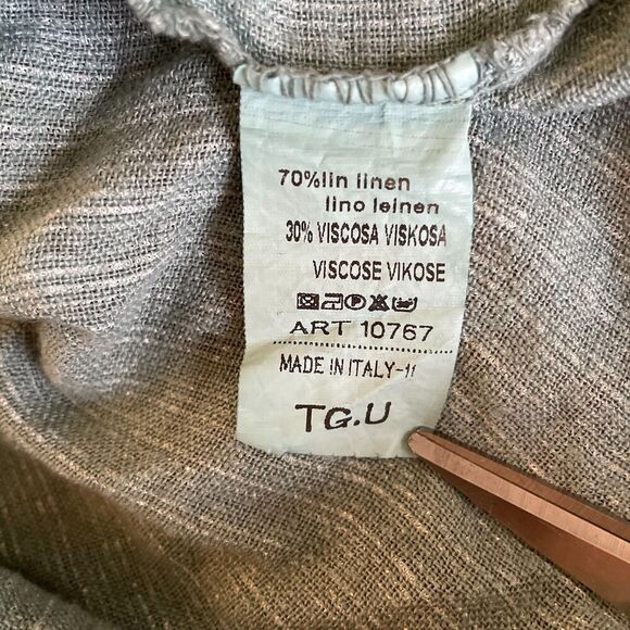 Nina Kendosa Paris Linen Blend Blouse Button Up Light Green 3/4 sleeve *READ* - Picture 4 of 6